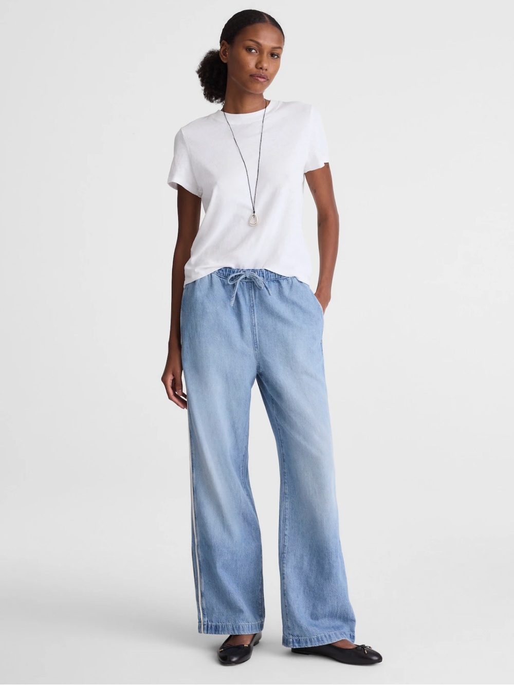 NWT: Madewell Pull on Track Pants Airy Denim